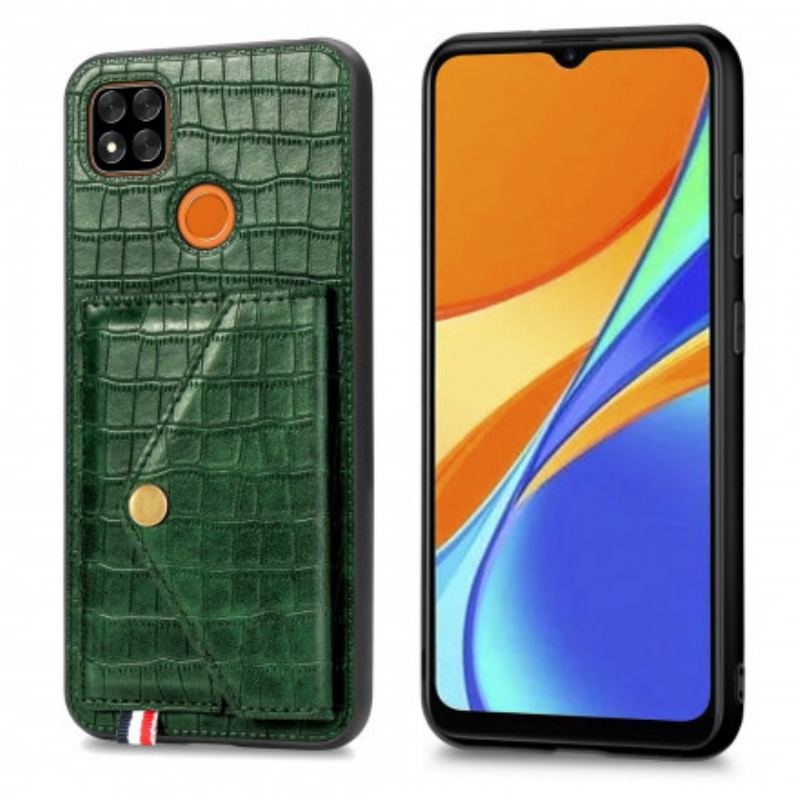 Mobilcover Xiaomi Redmi 9C Krokodillekortholder Og Stativ