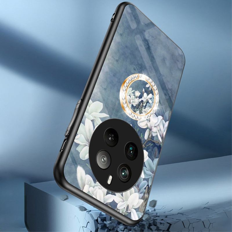 Cover Realme 12 Pro / 12 Pro Plus Blomsterring-holder Af Hærdet Glas