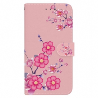 Læder Cover Realme 12 Pro / 12 Pro Plus Telefon Etui Sakura Med Rem