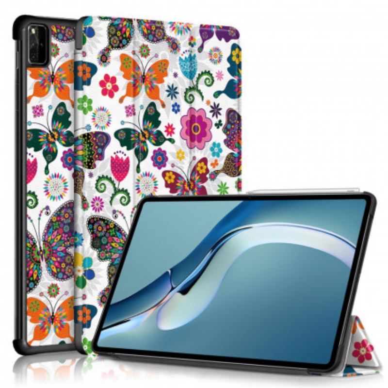 Cover Huawei MatePad Pro 12.6 (2021) Forbedrede Retro Sommerfugle Og Blomster