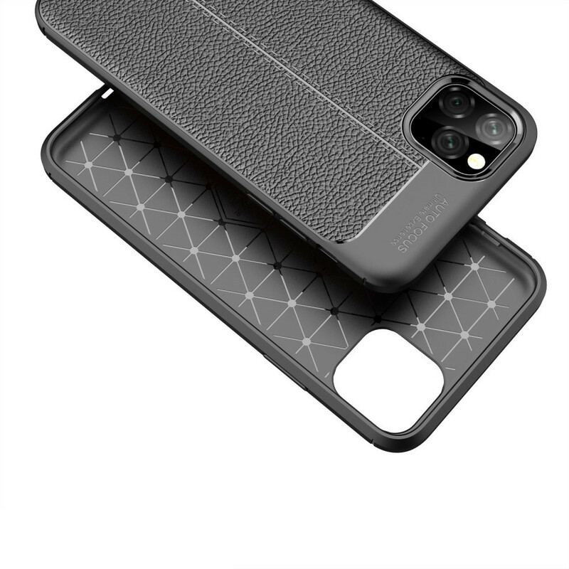 Cover iPhone 11 Pro Max Dobbelt Linje Litchi Læder Effekt