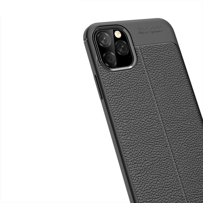 Cover iPhone 11 Pro Max Dobbelt Linje Litchi Læder Effekt