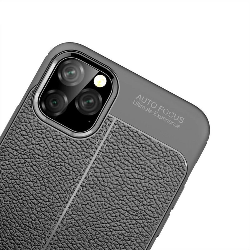 Cover iPhone 11 Pro Max Dobbelt Linje Litchi Læder Effekt