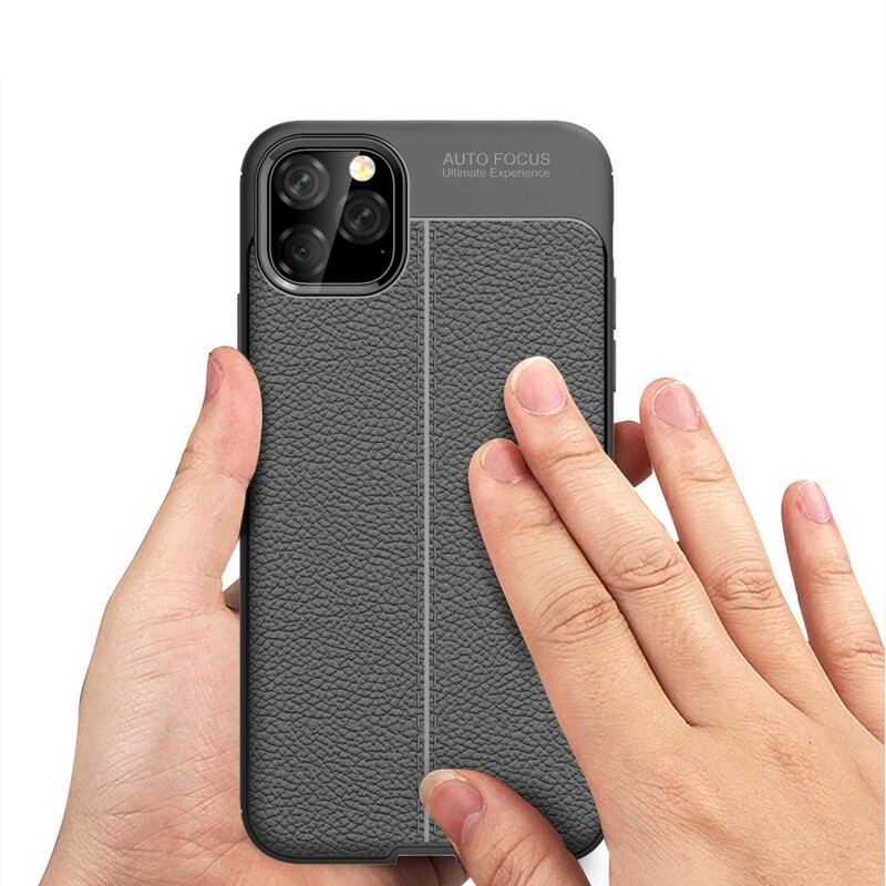 Cover iPhone 11 Pro Max Dobbelt Linje Litchi Læder Effekt