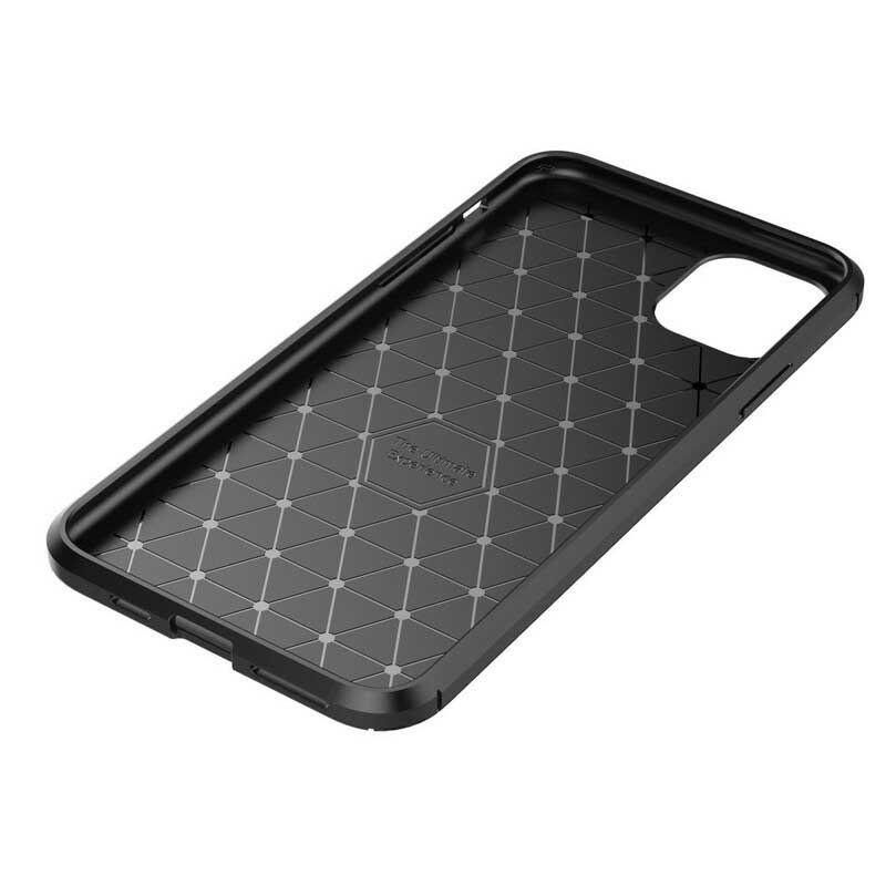 Cover iPhone 11 Pro Max Fleksibel Kulfibertekstur