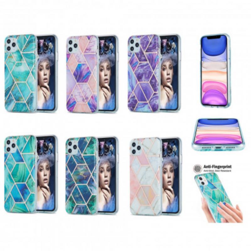 Cover iPhone 11 Pro Max Silikone Marmor Geometri