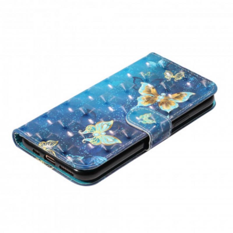 Flip Cover iPhone 11 Pro Max Lette Pletsommerfugle Med Snor