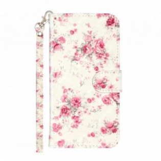 Flip Cover iPhone 11 Pro Max Med Snor Strap Light Spot Flowers