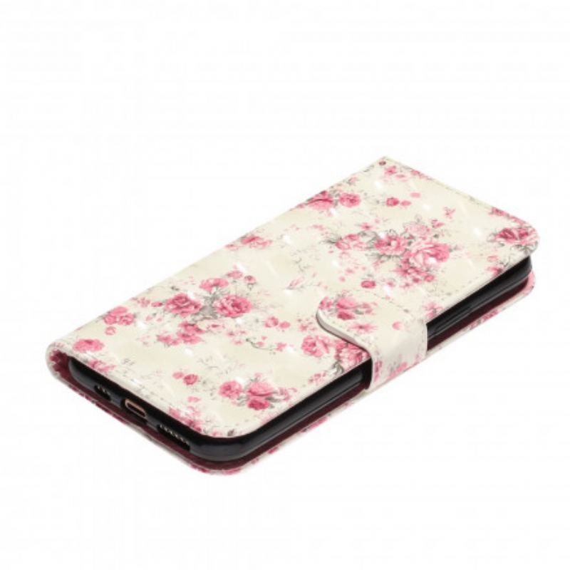 Flip Cover iPhone 11 Pro Max Med Snor Strap Light Spot Flowers