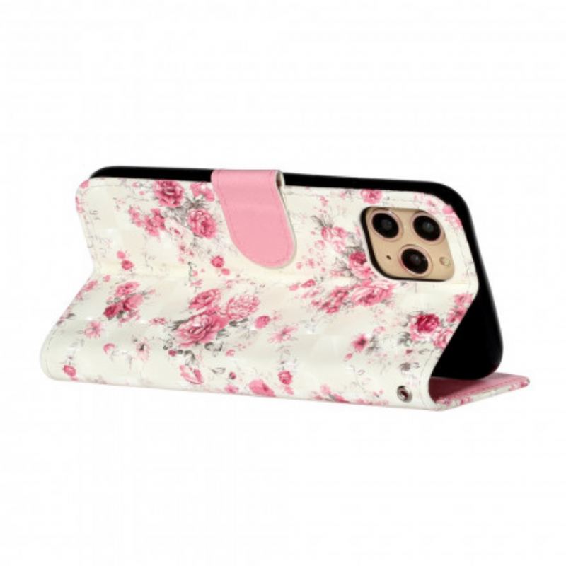 Flip Cover iPhone 11 Pro Max Med Snor Strap Light Spot Flowers