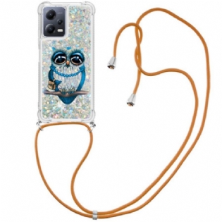 Cover Xiaomi Redmi Note 12 5G Med Snor Sequin Snøre Miss Owl