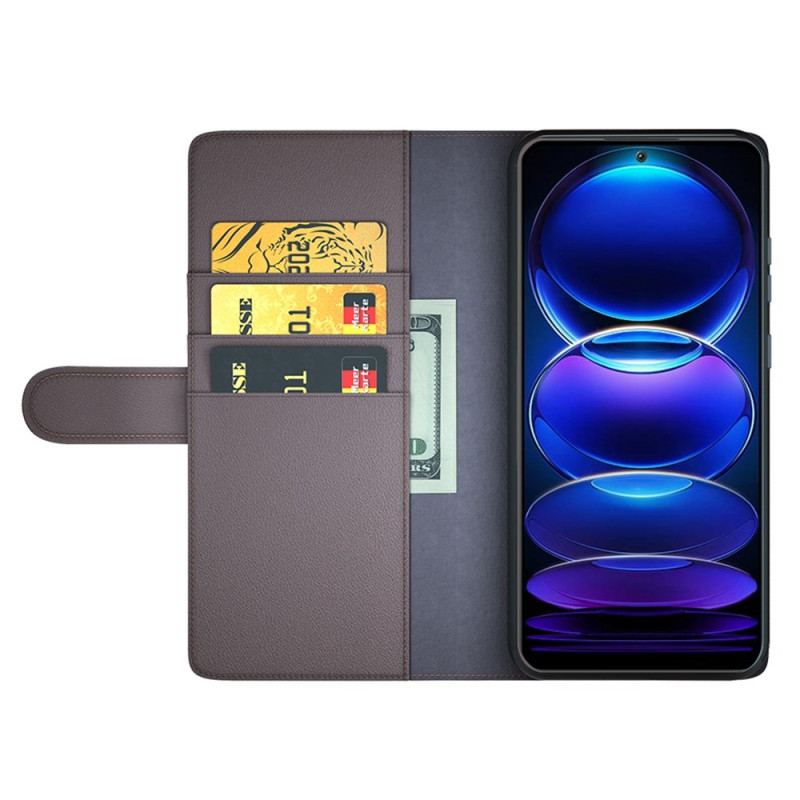 Flip Cover Xiaomi Redmi Note 12 5G Ægte Læder