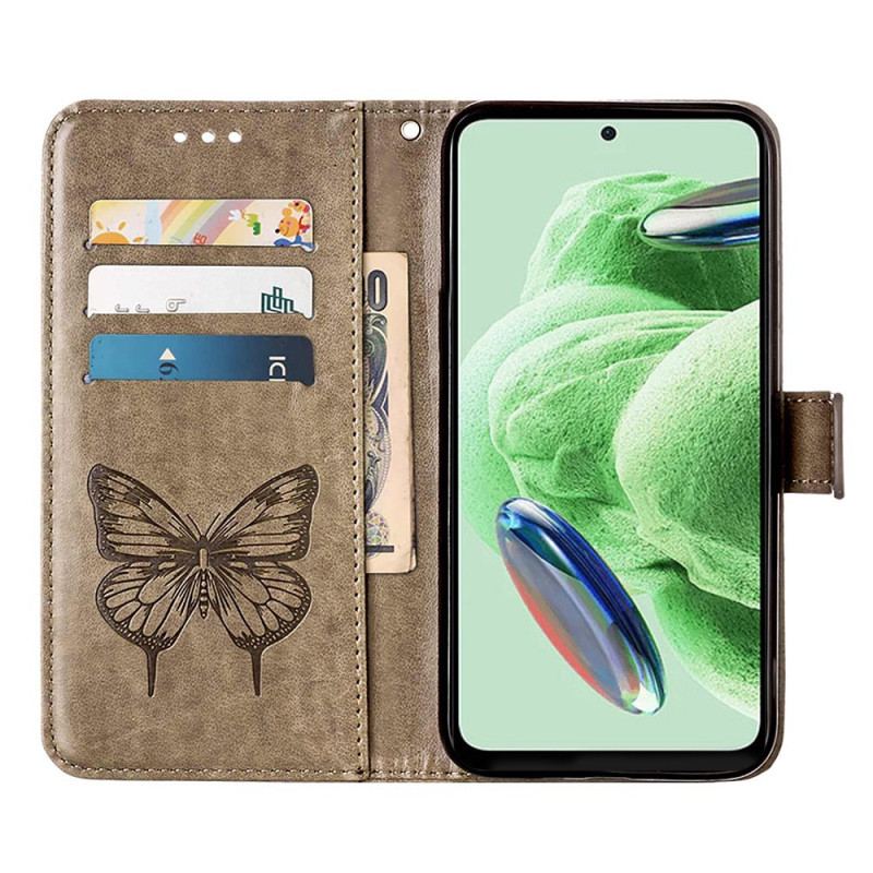 Flip Cover Xiaomi Redmi Note 12 5G Blomster Sommerfugl