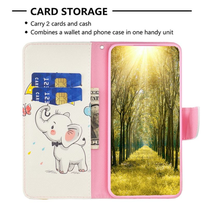 Flip Cover Xiaomi Redmi Note 12 5G Elefant I Regnen