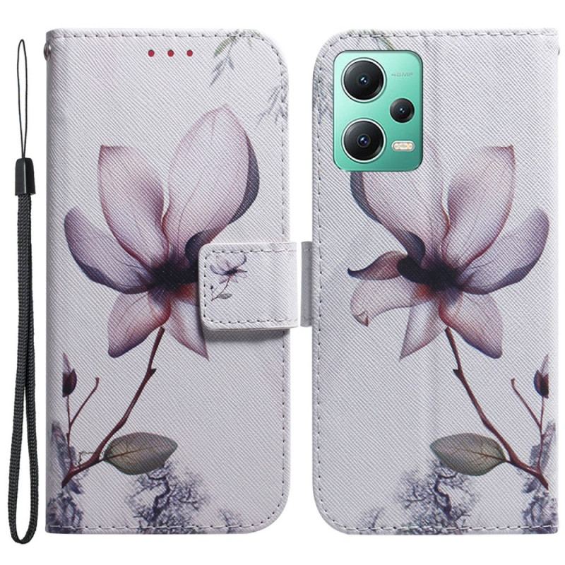 Flip Cover Xiaomi Redmi Note 12 5G Med Snor Gammel Remblomst