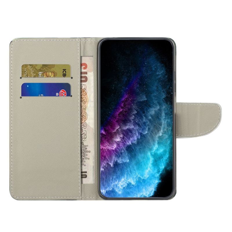 Flip Cover Xiaomi Redmi Note 12 5G Med Snor Hold Rolig Strop