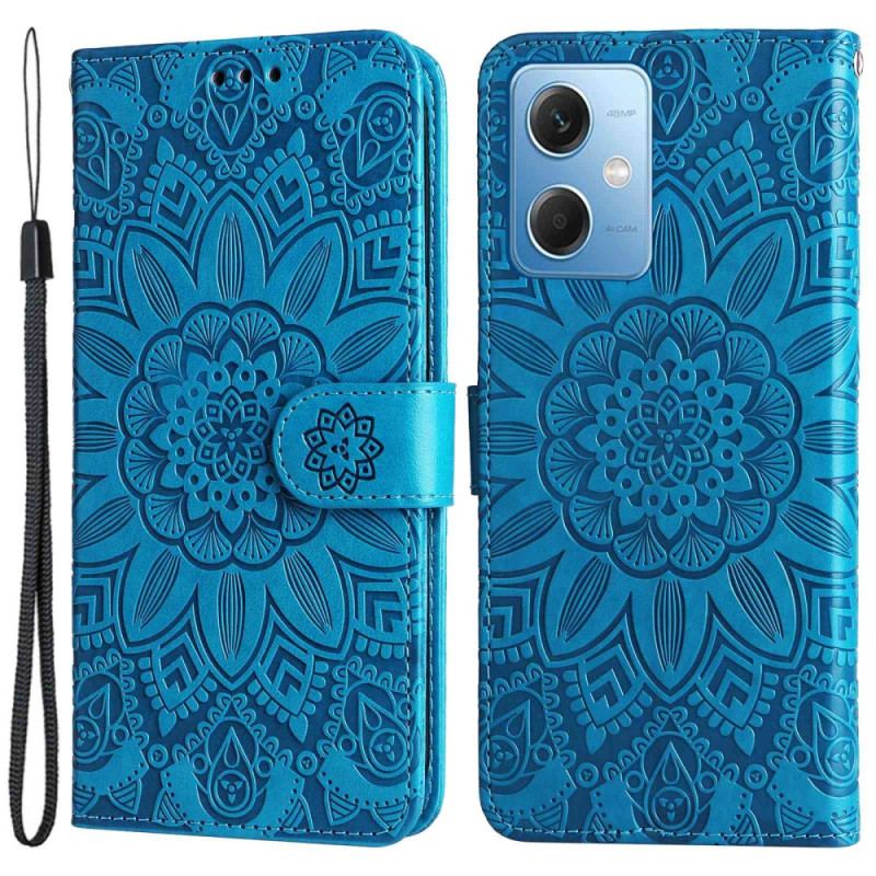 Flip Cover Xiaomi Redmi Note 12 5G Med Snor Mandala Dekoration Med Rem