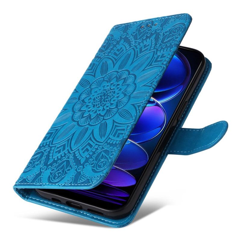 Flip Cover Xiaomi Redmi Note 12 5G Med Snor Mandala Dekoration Med Rem