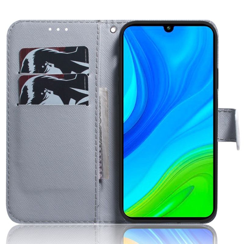 Flip Cover Xiaomi Redmi Note 12 5G Med Snor Strappy Aquarel Wolf