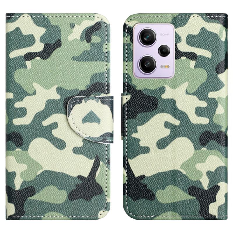 Flip Cover Xiaomi Redmi Note 12 5G Med Snor Strappy Camouflage