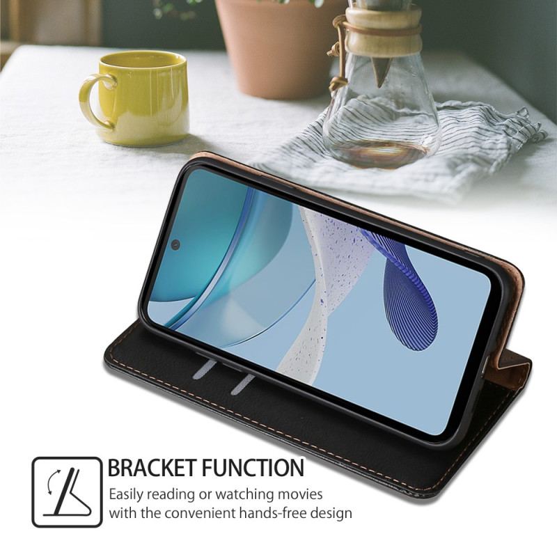 Cover Moto G73 5G Flip Cover Imiteret Lædersøm