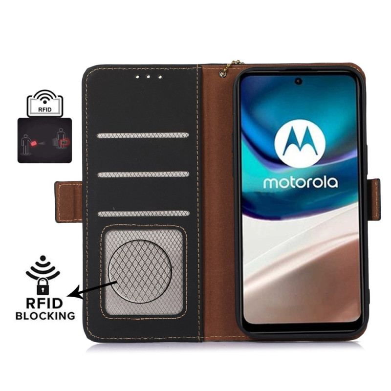 Flip Cover Moto G73 5G Ægte Læder Rfid