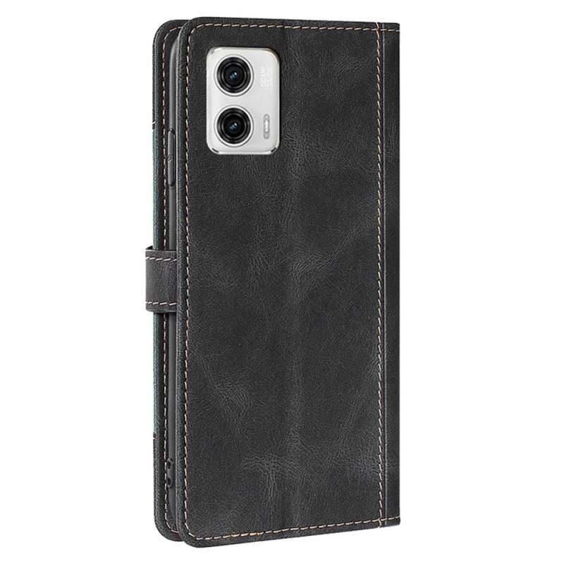 Flip Cover Moto G73 5G Imiteret Læder Bicolor Stilfuld