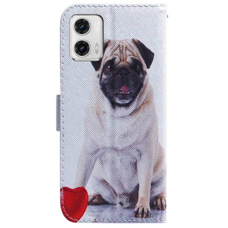 Flip Cover Moto G73 5G Med Snor Mops Hund Med Snor