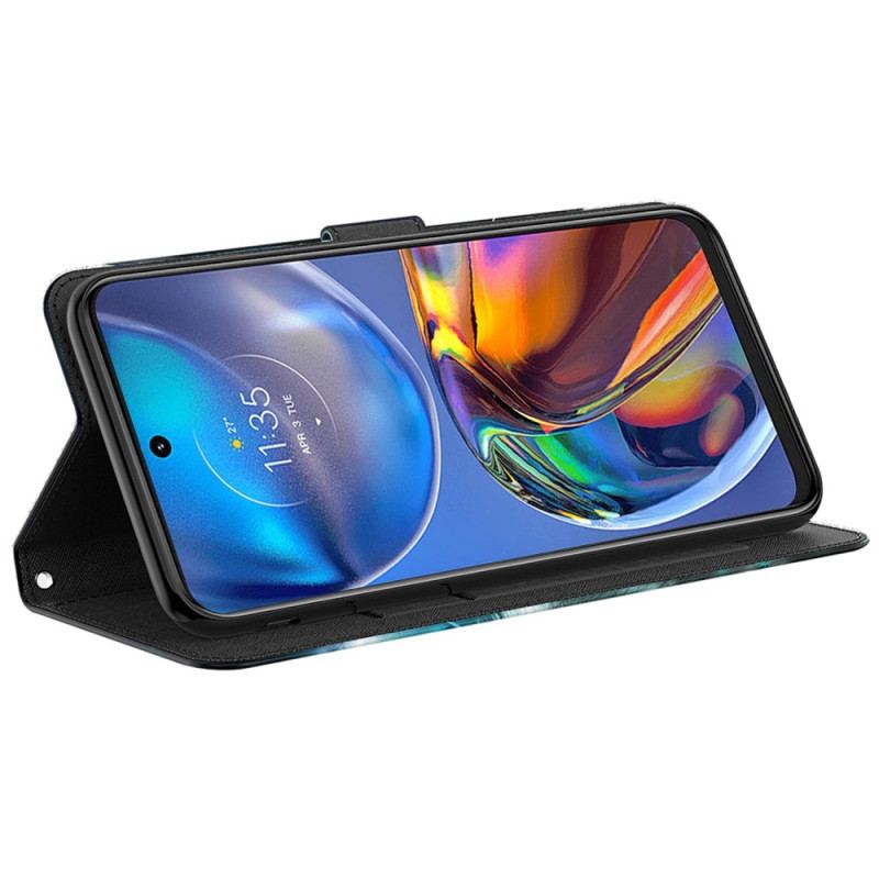 Flip Cover Moto G73 5G Med Snor Strappy Abstraktion