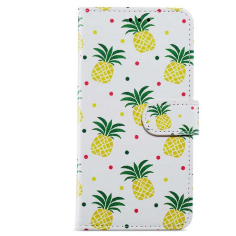 Flip Cover Moto G73 5G Med Snor Strappy Ananas