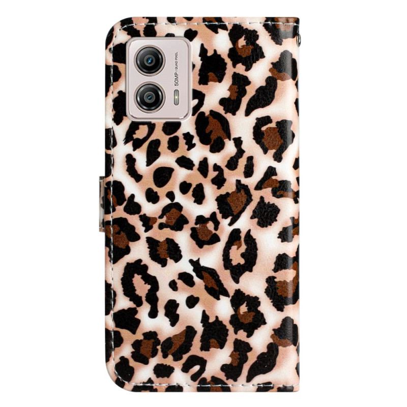 Flip Cover Moto G73 5G Med Snor Strappy Leopard Print