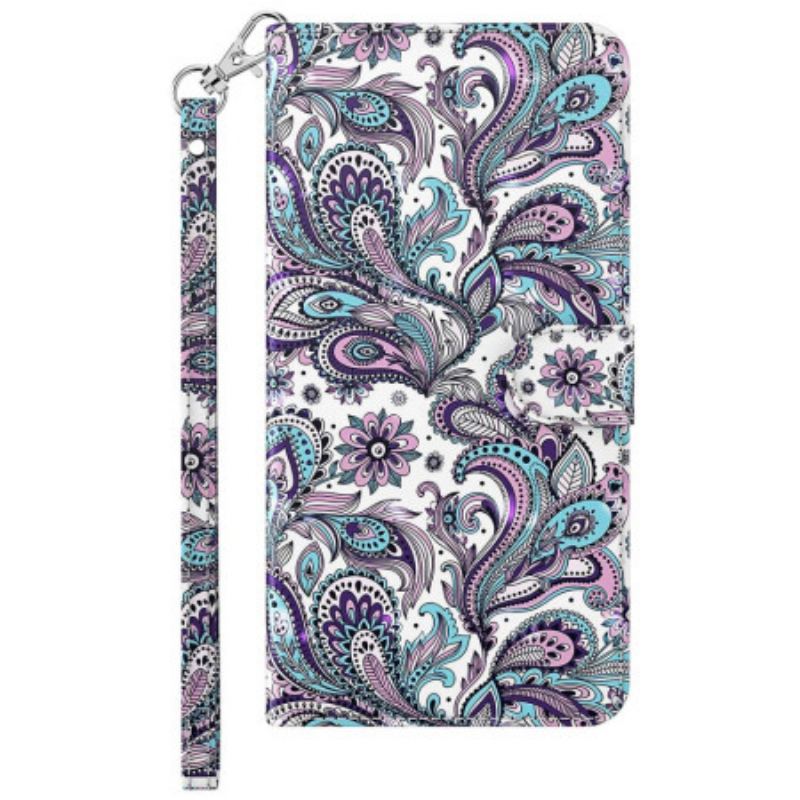 Flip Cover Moto G73 5G Med Snor Strappy Paisley Mønster