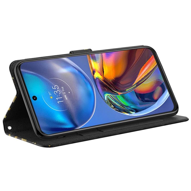 Flip Cover Moto G73 5G Med Snor Thong Sommerfugle