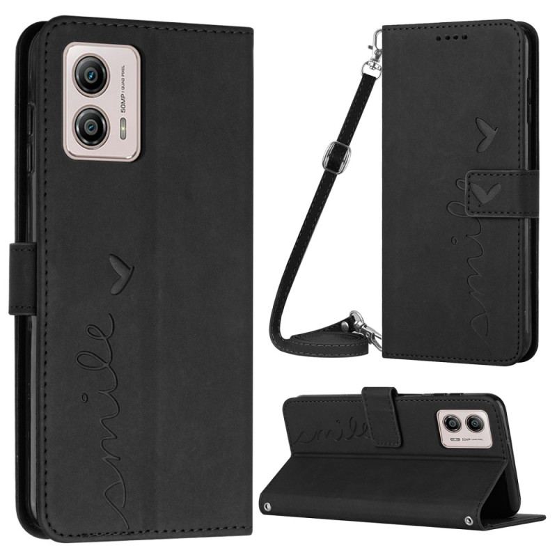 Flip Cover Moto G73 5G Smil Med Skulderrem