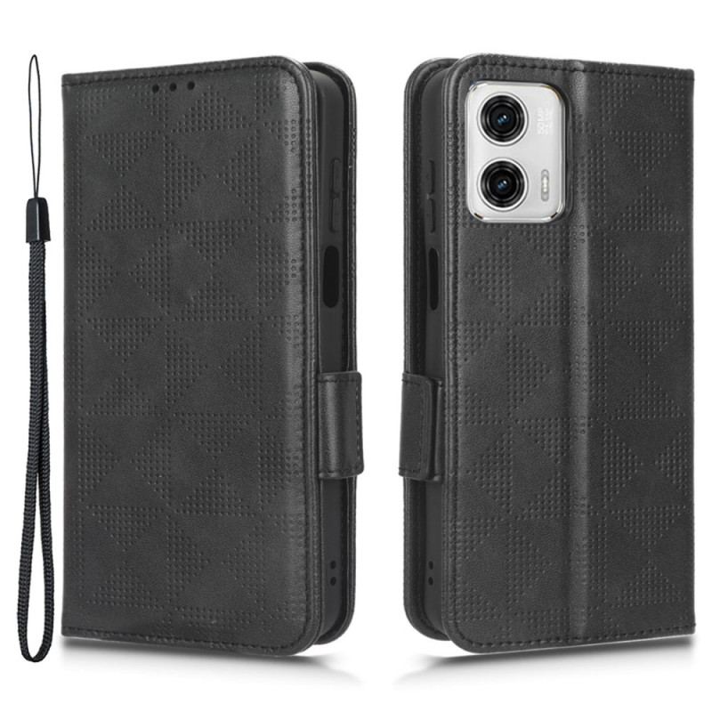 Flip Cover Moto G73 5G Trykte Trekanter Med Snor