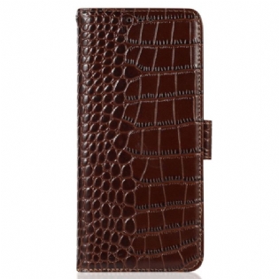 Læder Cover Moto G73 5G Crocodile Style Rfid