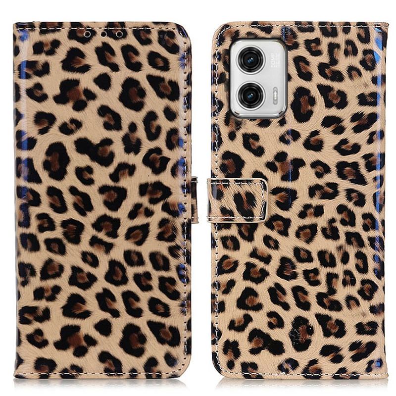 Læder Cover Moto G73 5G Leopard