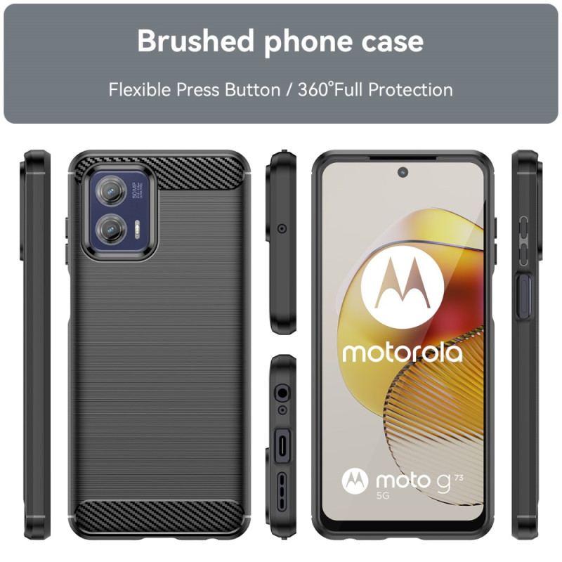 Mobilcover Moto G73 5G Børstet Kulfiber