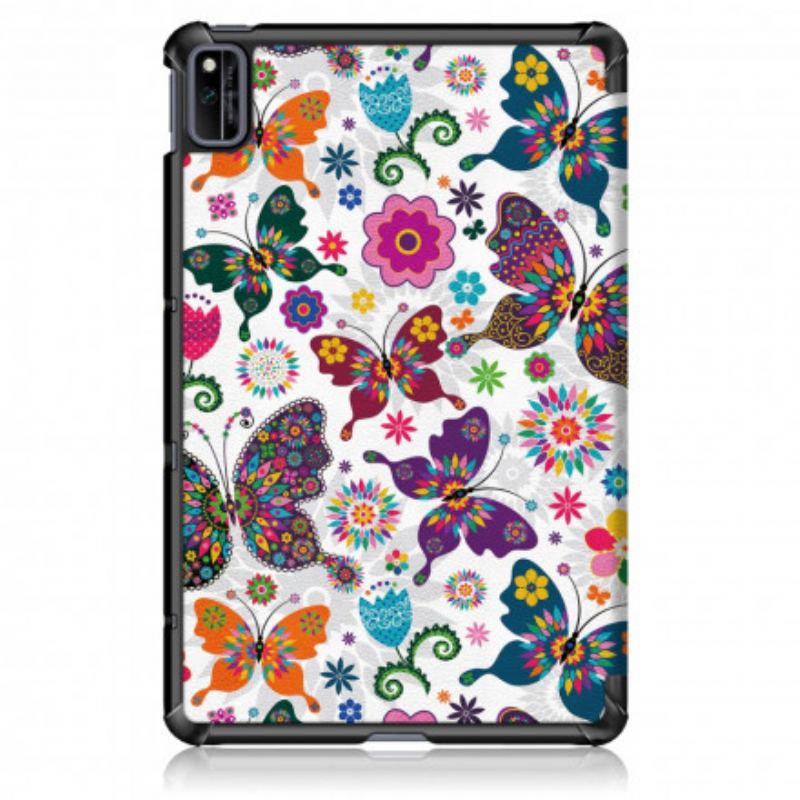 Cover Huawei MatePad New Forbedrede Retro Sommerfugle Og Blomster