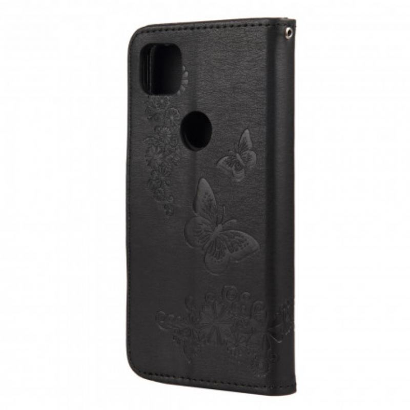 Flip Cover Google Pixel 4A Kun Sommerfugle Med Snor