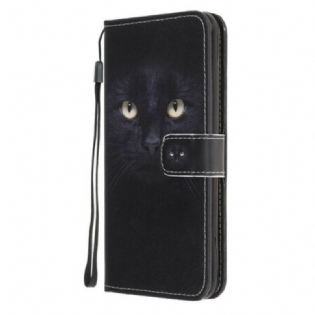 Flip Cover Google Pixel 4A Med Snor Strappy Black Cat Eyes