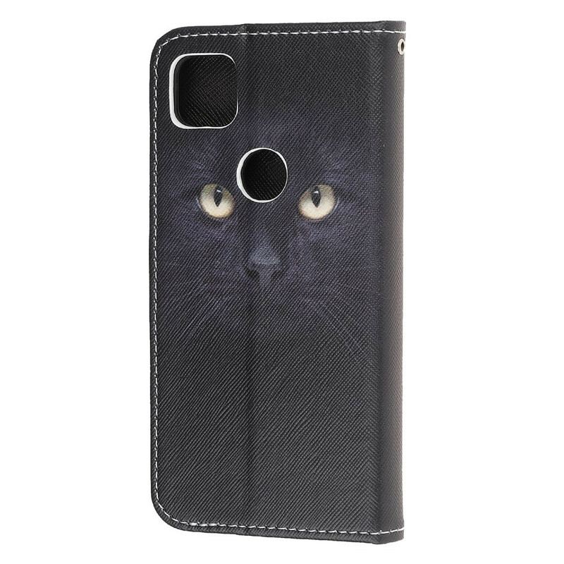 Flip Cover Google Pixel 4A Med Snor Strappy Black Cat Eyes