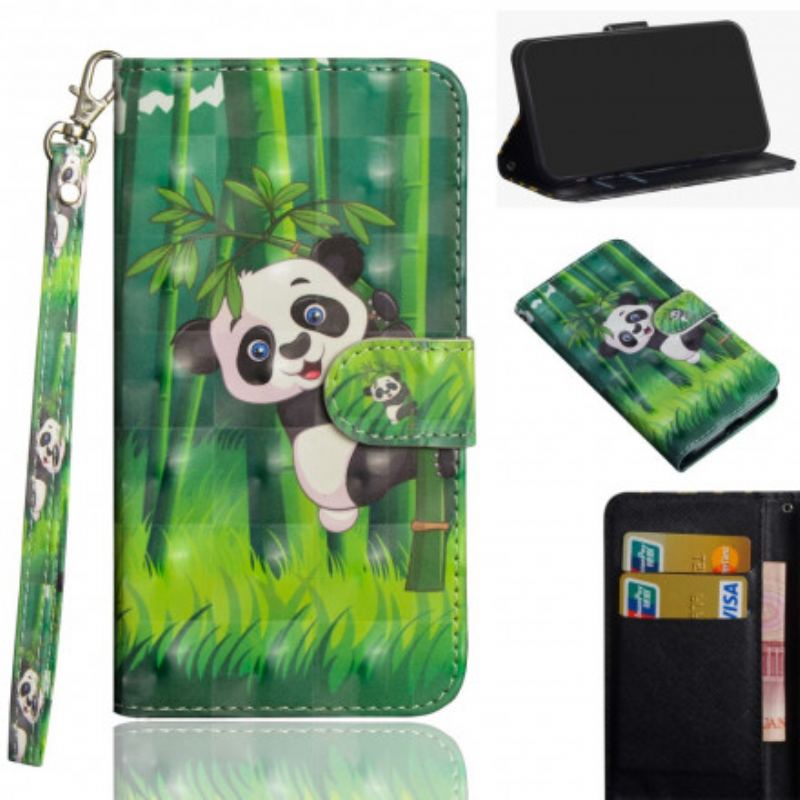 Læder Cover Google Pixel 4A Panda Og Bambus