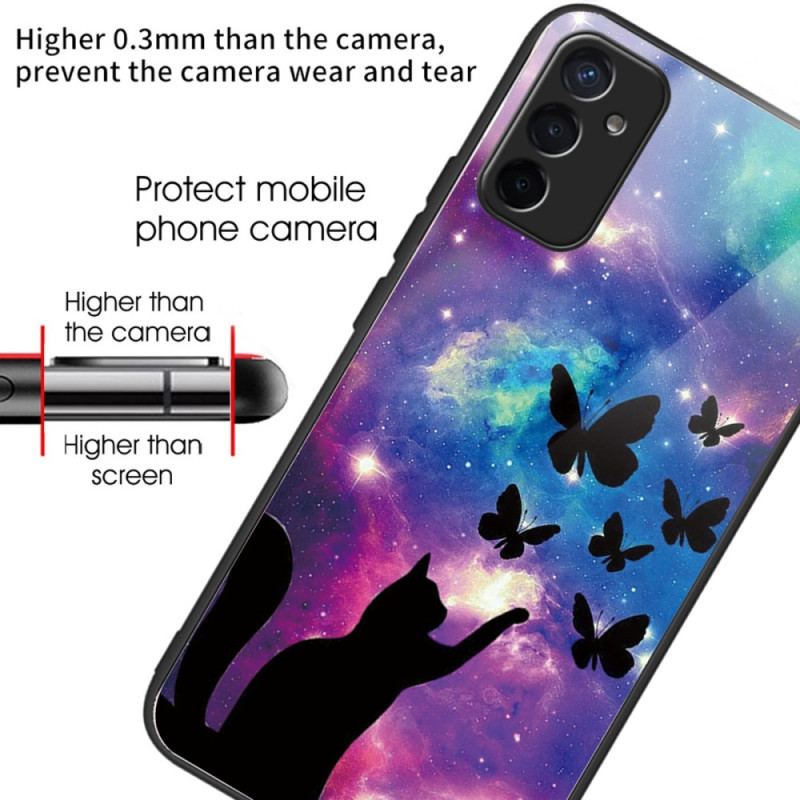 Cover Samsung Galaxy M13 Hærdet Glas Kat Og Sommerfugle