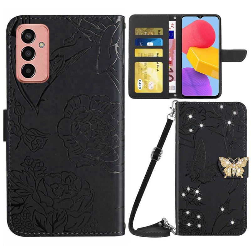 Flip Cover Samsung Galaxy M13 Butterfly Charm Og Skulderrem