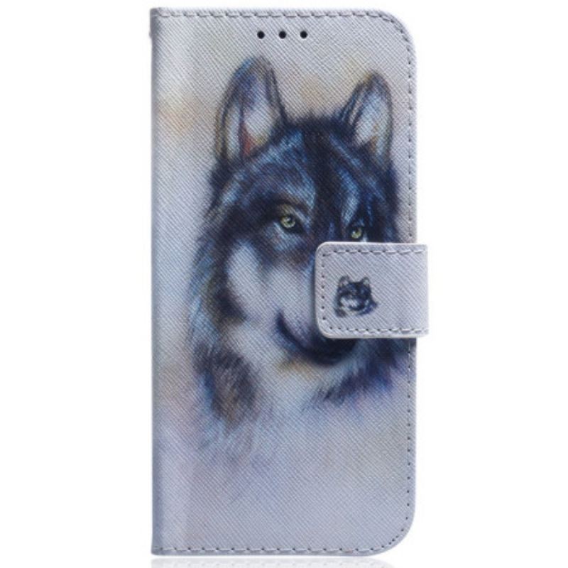 Flip Cover Samsung Galaxy M13 Med Snor Strappy Akvarelhund