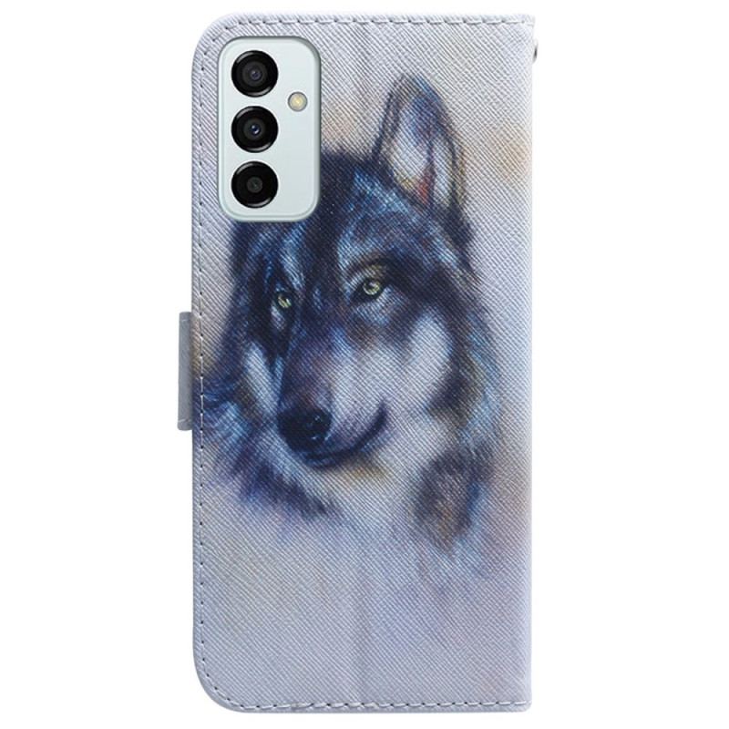 Flip Cover Samsung Galaxy M13 Med Snor Strappy Akvarelhund