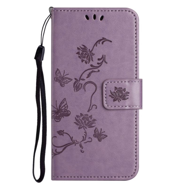 Flip Cover Samsung Galaxy M13 Med Snor Strappy Blomster