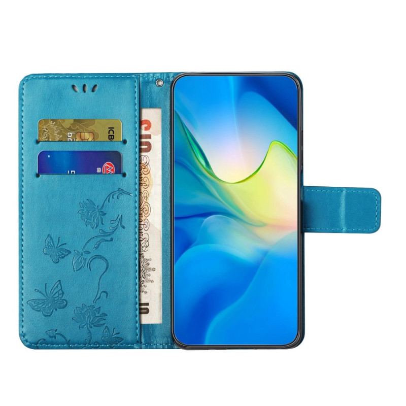 Flip Cover Samsung Galaxy M13 Med Snor Strappy Blomster