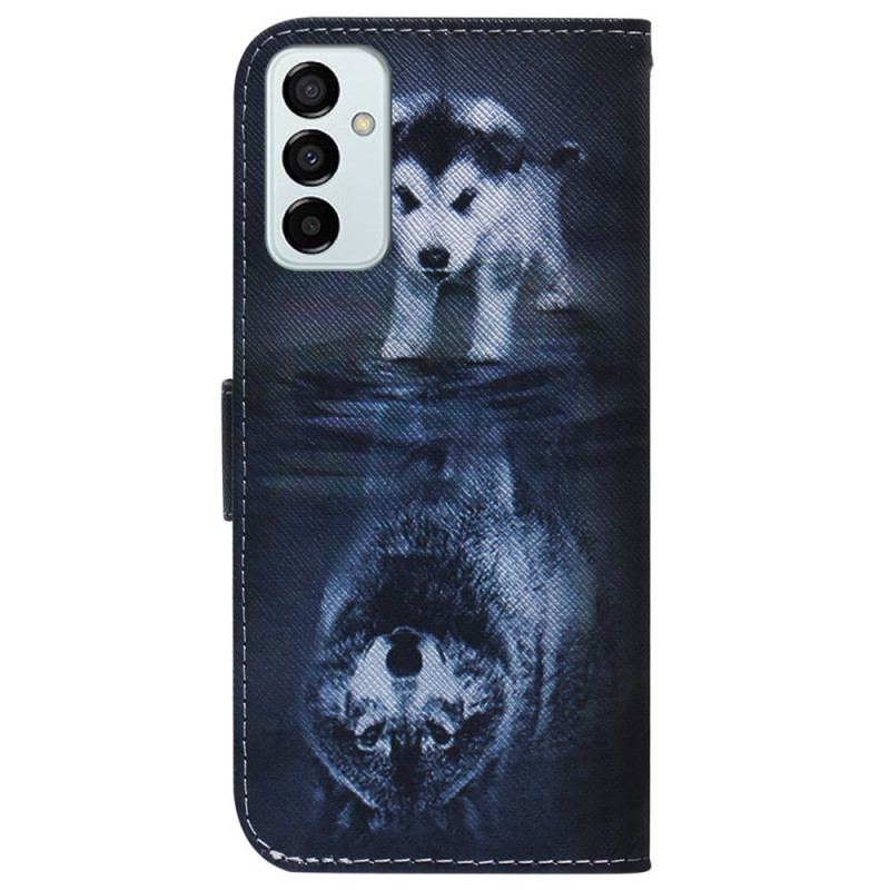 Flip Cover Samsung Galaxy M13 Med Snor Strappy Puppy Dream